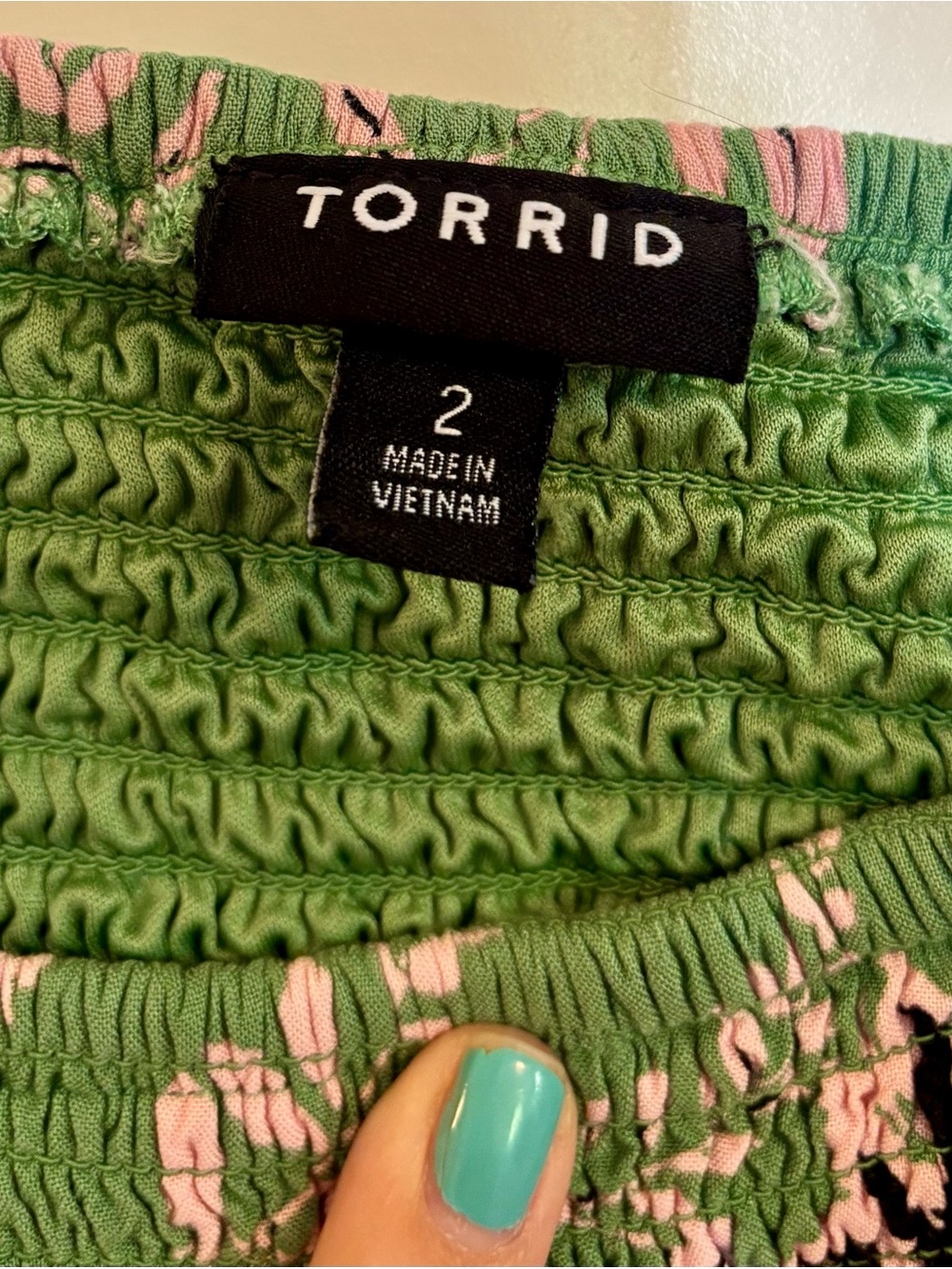torrid Green Floral Smocked Sundress with Pink Details - Picture 8 of 11